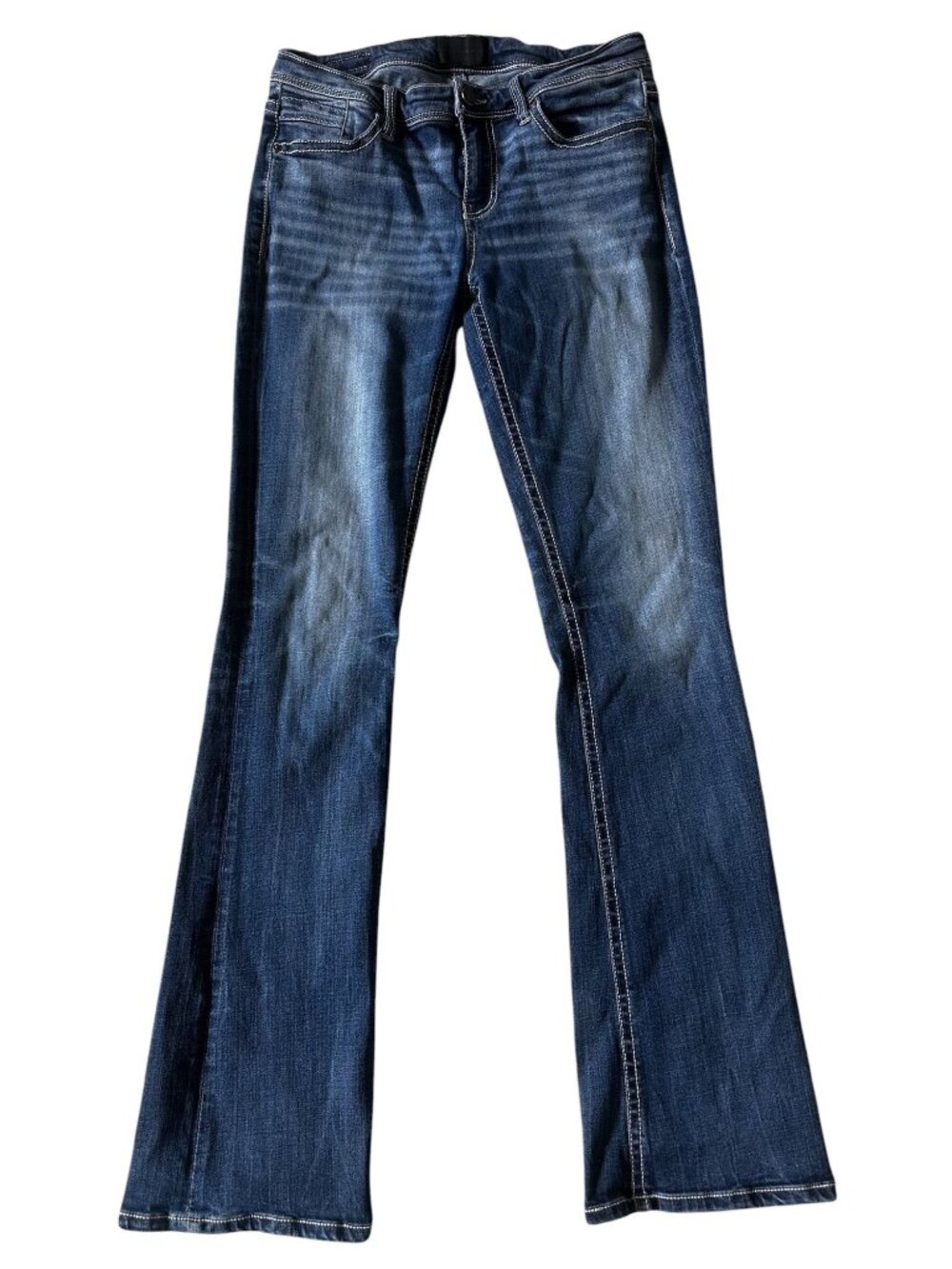 Buckle Back Bootcut Jeans Women 29x32 Blue Mid Rise Cowgirl Western Stretch Deni
